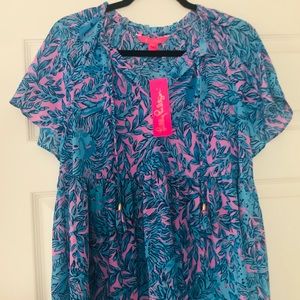 Lilly Pulitzer NWT Zadie Top in Bermuda Blue You Grow Girl size M.